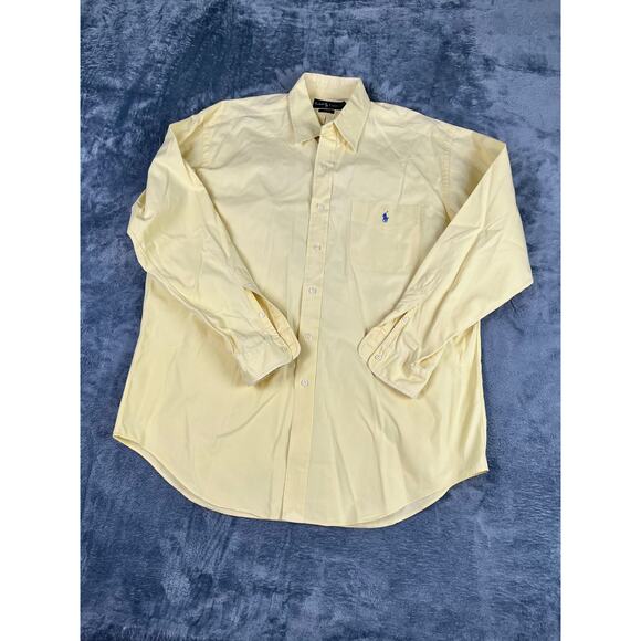 Ralph Lauren Blake Men’s L Yellow Oxford Button Down 100% Cotton Dress Shirt - Picture 1 of 10